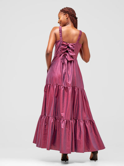 Safari Kikoy Tie Back Maxi Dress - Dark Maroon - Shopzetu