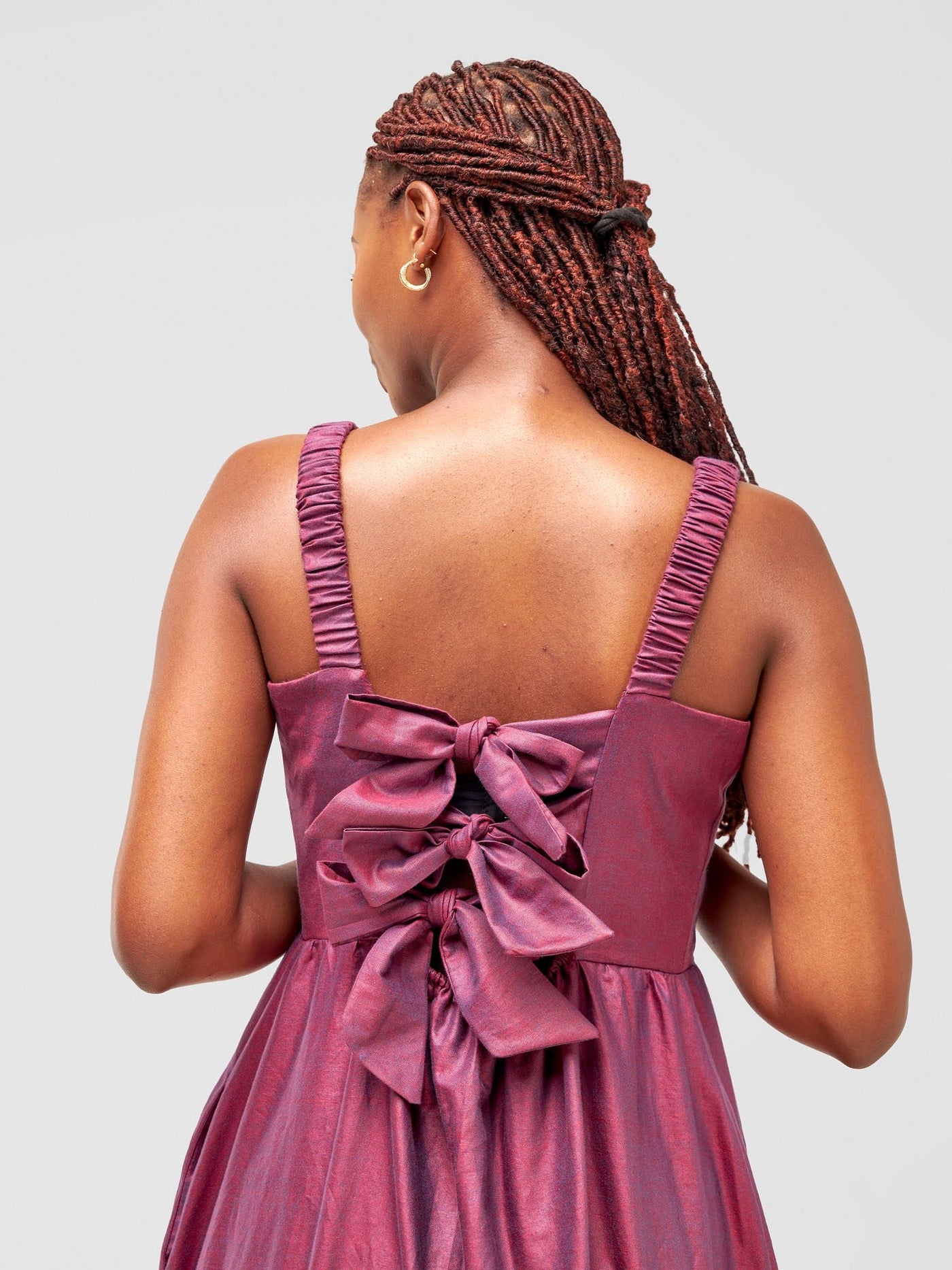 Safari Kikoy Tie Back Maxi Dress - Dark Maroon - Shopzetu