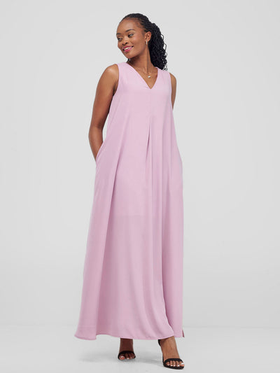 Vivo Ava Front Pleat Maxi Dress - Light Pink
