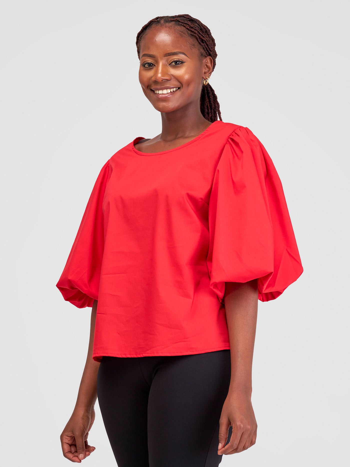 Safari by Vivo Nimali Bubble Sleeve Top - Red