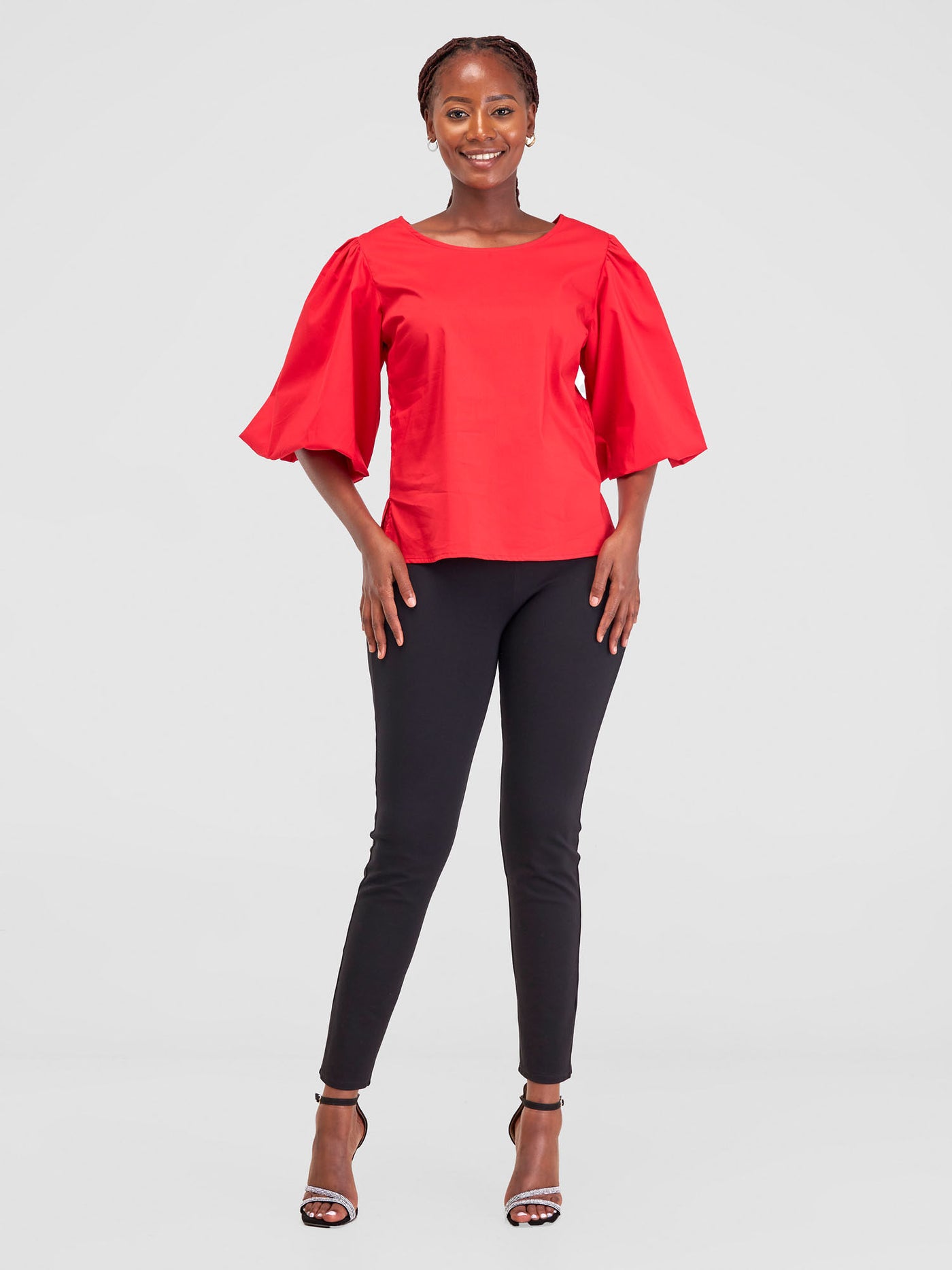 Safari by Vivo Nimali Bubble Sleeve Top - Red