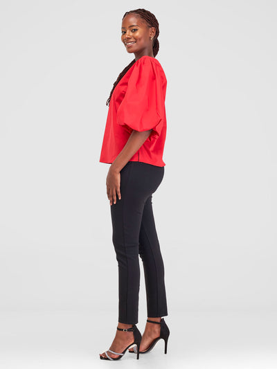 Safari by Vivo Nimali Bubble Sleeve Top - Red