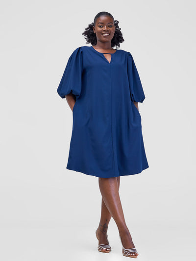 Vivo Esna Puff Sleeve Tent Dress - Navy