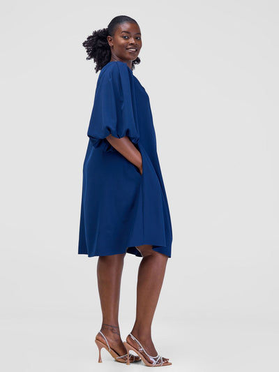 Vivo Esna Puff Sleeve Tent Dress - Navy