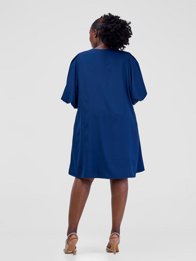 Vivo Esna Puff Sleeve Tent Dress - Navy