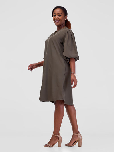 Vivo Esna Puff Sleeve Tent Dress - Hunters