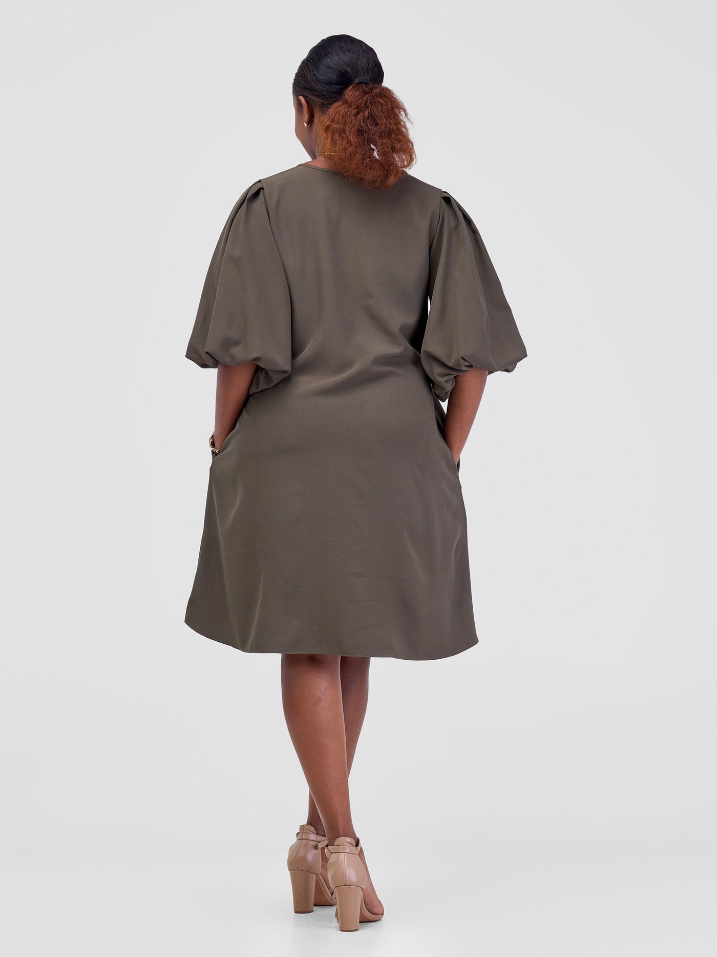 Vivo Esna Puff Sleeve Tent Dress - Hunters