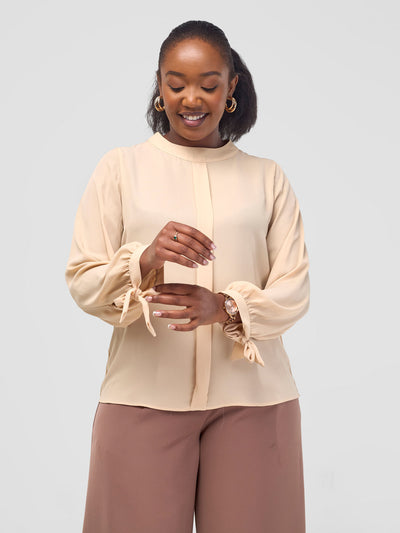 Vivo Round Neck Top - Light Taupe