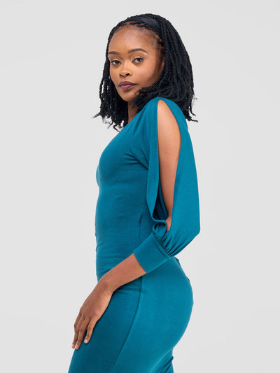 Vivo Lamu 3/4 Sleeve Double Layered Bodycon - Teal