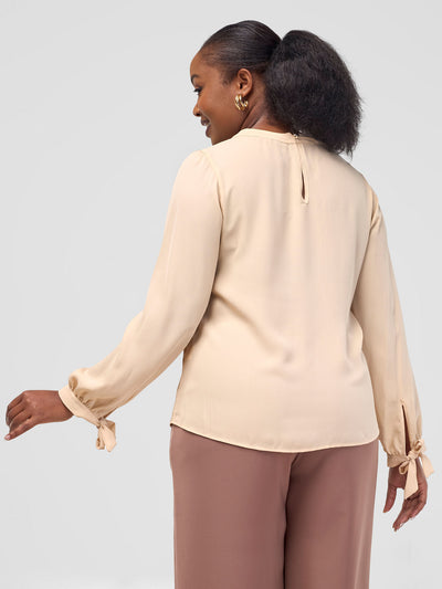 Vivo Round Neck Top - Light Taupe
