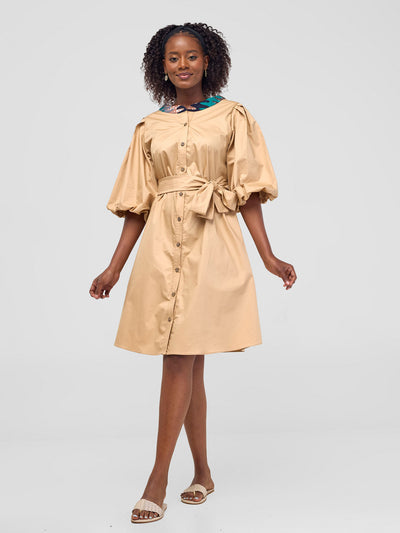 Safari by Vivo Mali Bishop Sleeve Tent Dress - Khaki