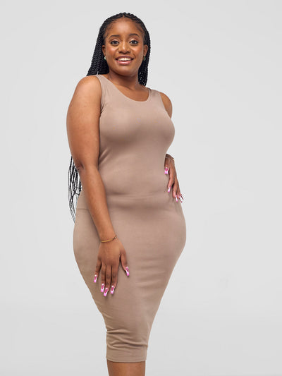 Vivo Basic Sleeveless Leila Bodycon Dress - Light Taupe