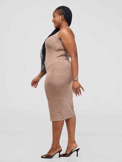 Vivo Basic Sleeveless Leila Bodycon Dress - Light Taupe