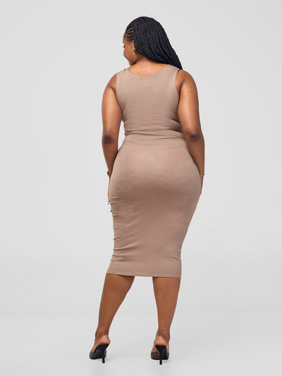 Vivo Basic Sleeveless Leila Bodycon Dress - Light Taupe