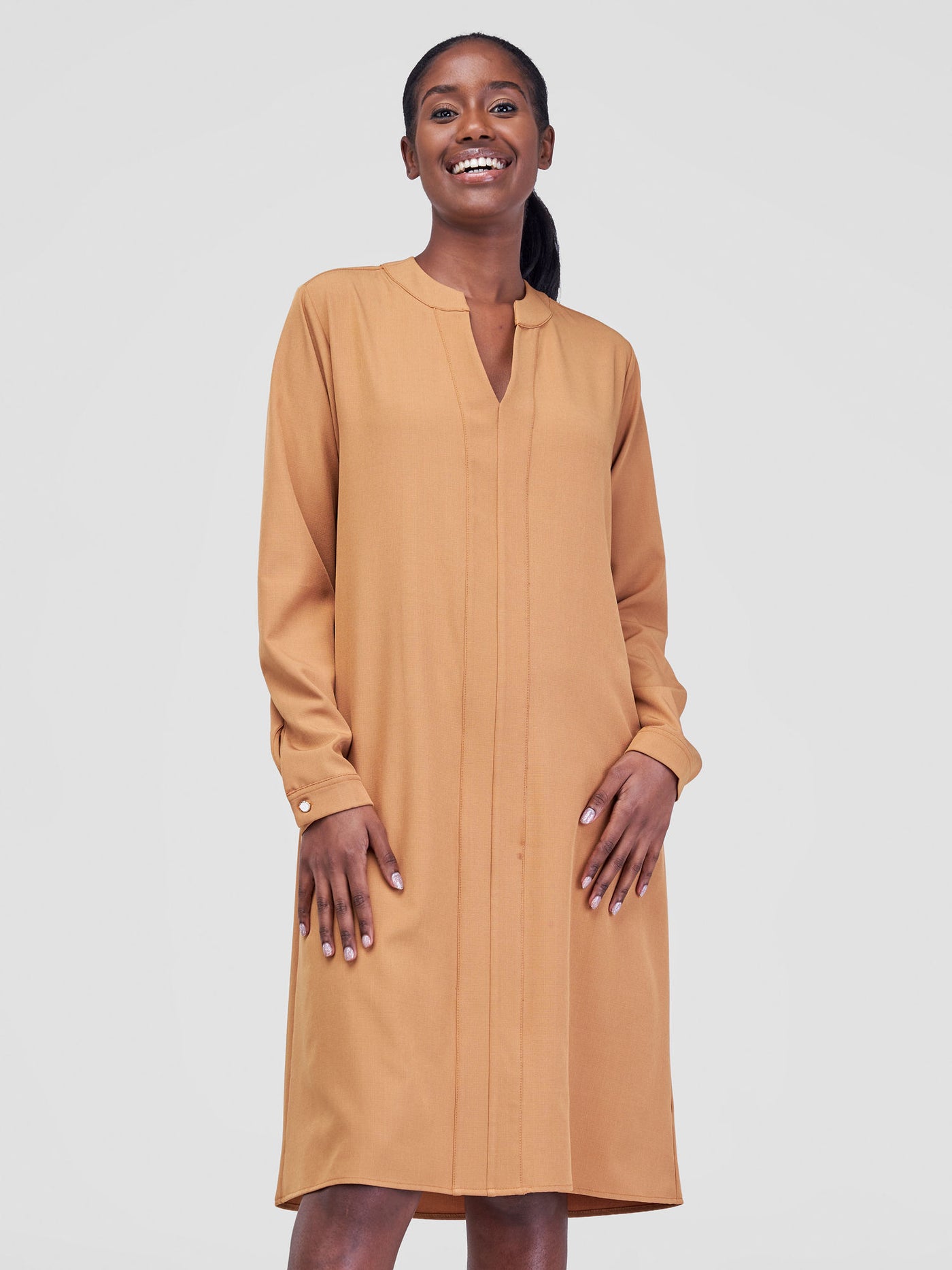 Vivo Ajani V-Neck Shift Dress - Gold