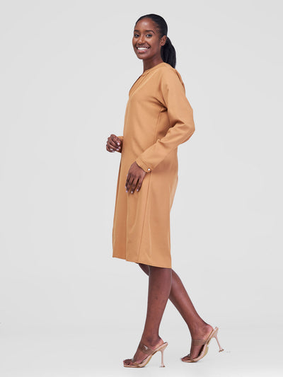 Vivo Ajani V-Neck Shift Dress - Gold