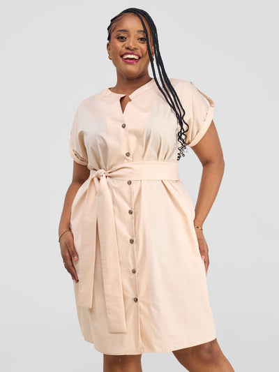 Safari by Vivo Zene Drop Shoulder Above Knee Dress - Taupe