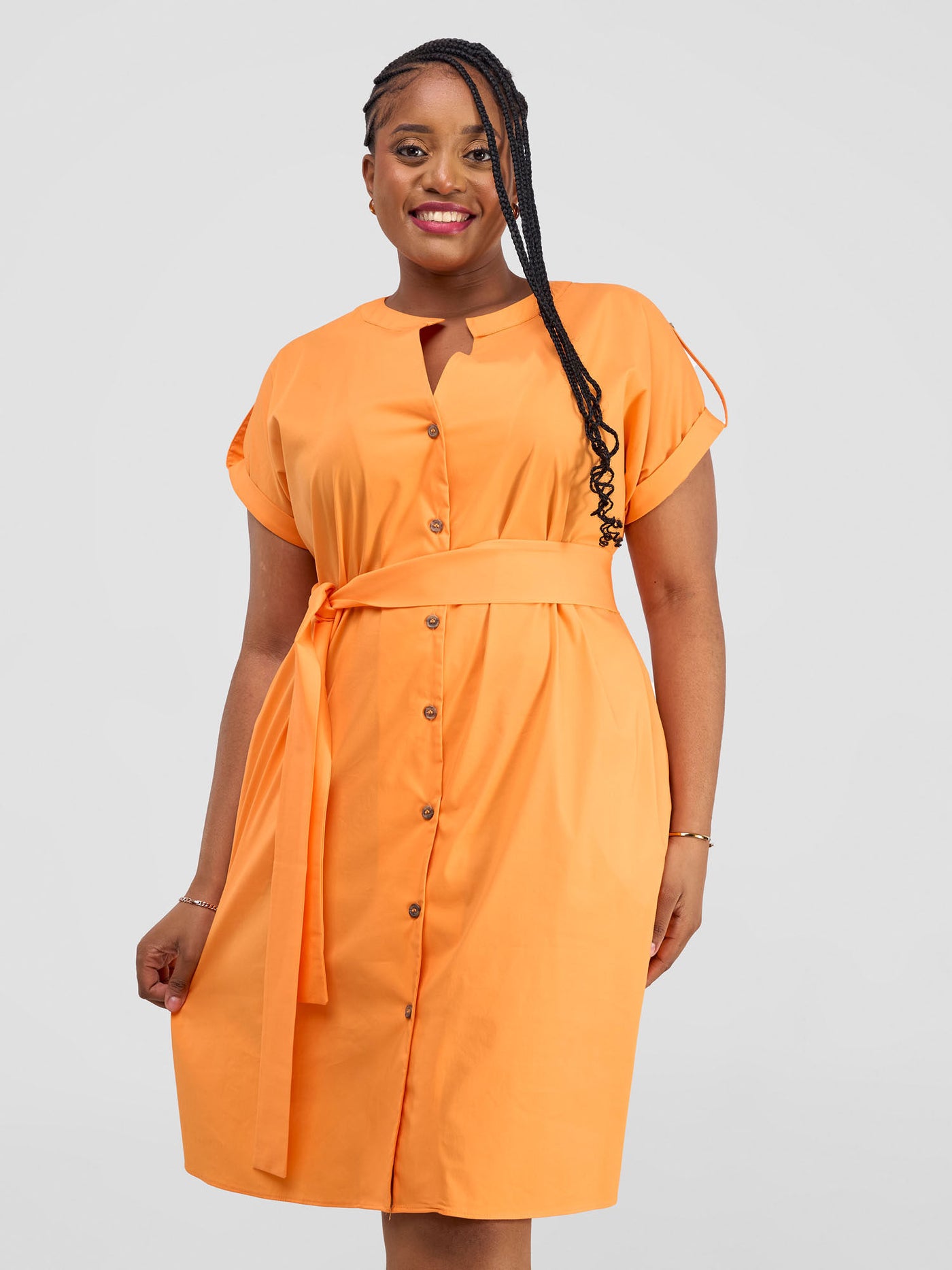 Safari by Vivo Zene Drop Shoulder Above Knee Dress - Light Orange