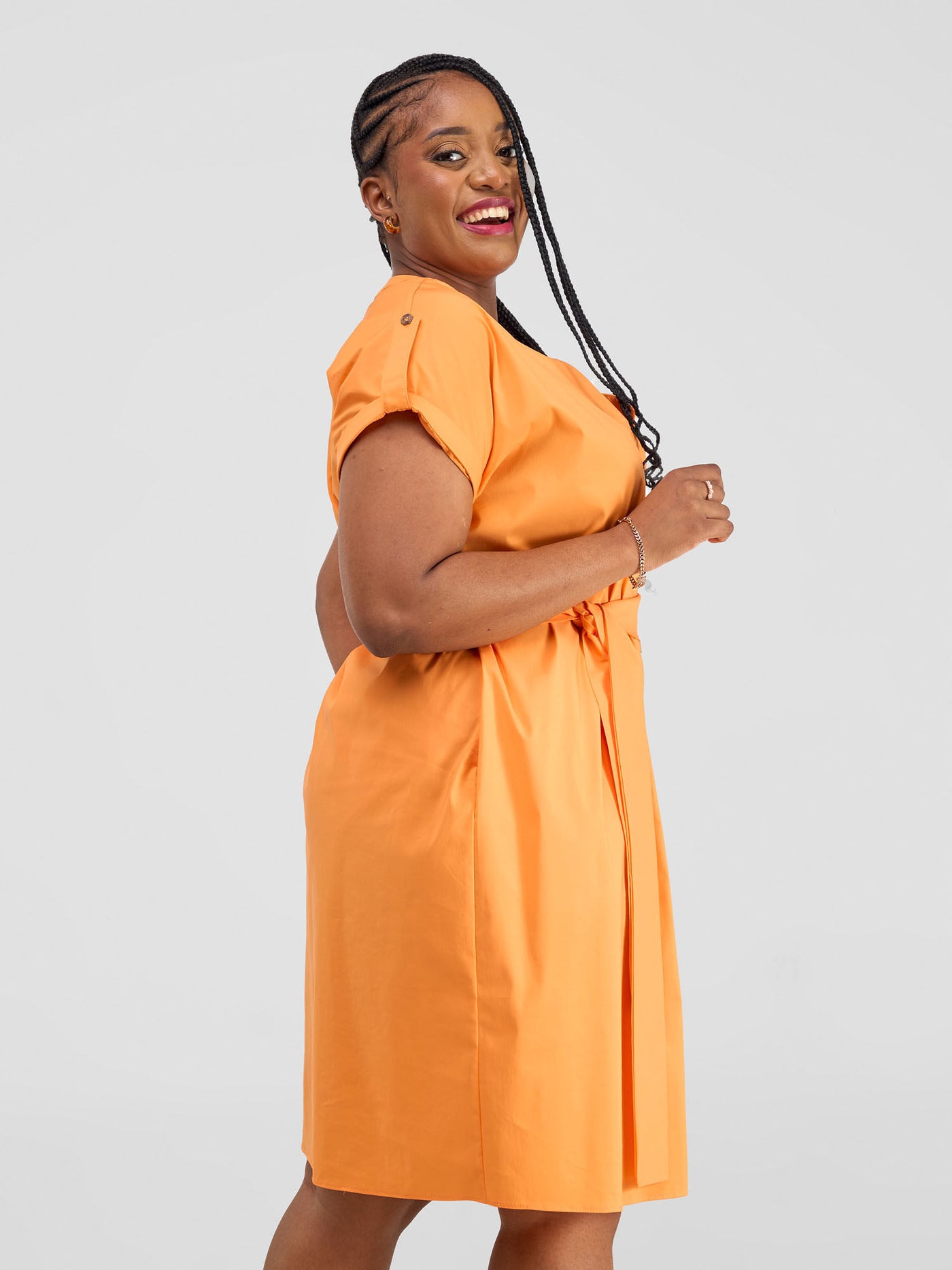 Safari by Vivo Zene Drop Shoulder Above Knee Dress - Light Orange