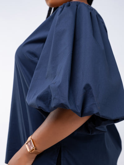 Safari by Vivo Nimali Bubble Sleeve Top - Navy