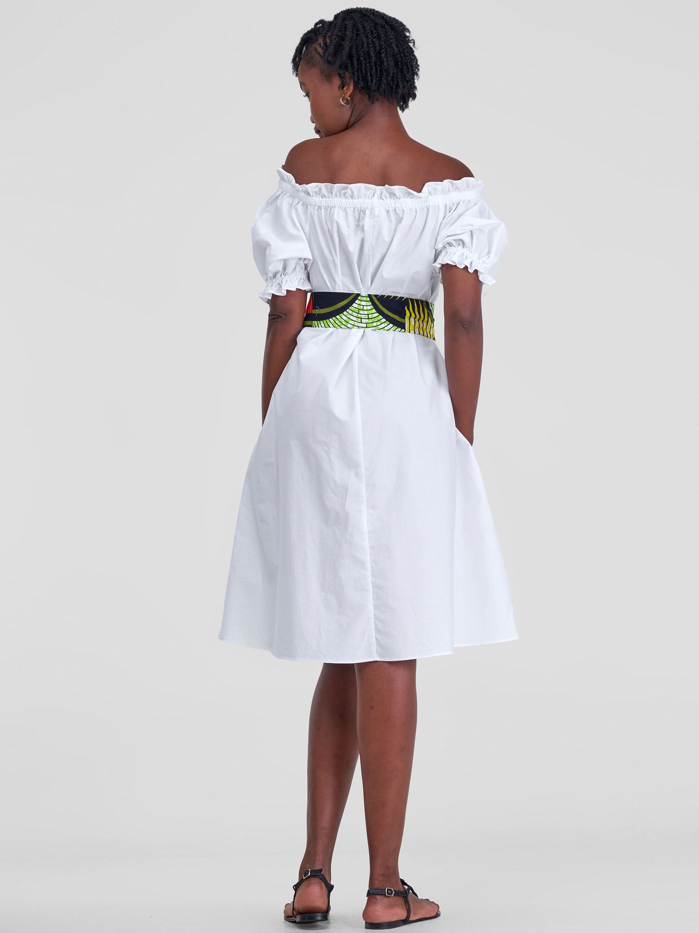 Safari by Vivo Mali Off - Shoulder Ruffle Knee Length Dress - White