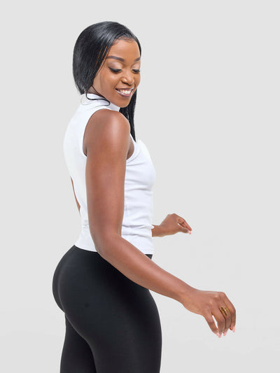 Anel's Knitwear Sleeveless Turtle Neck Top - White - Shopzetu