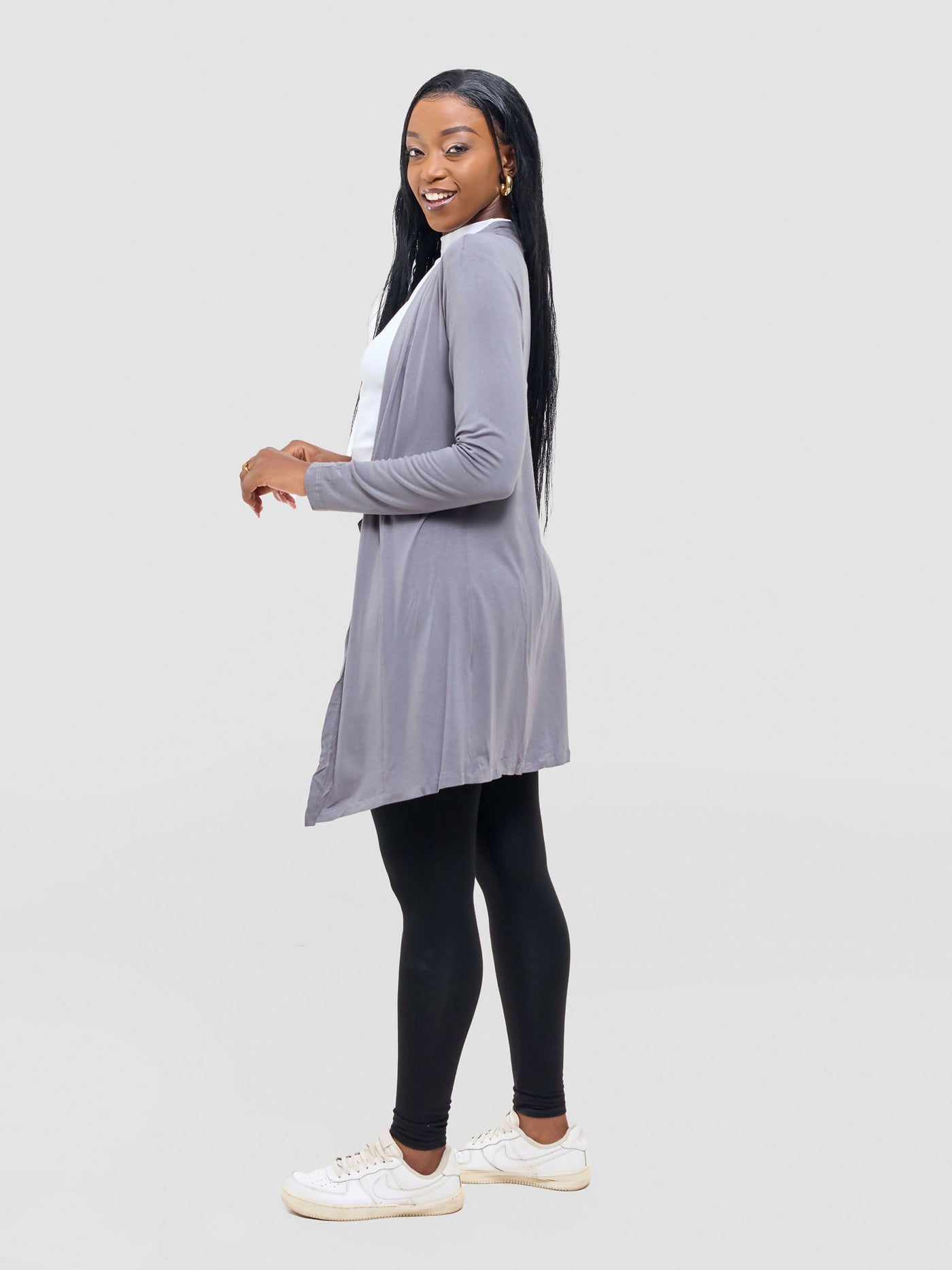 Anel's Knitwear Basic Kimono - Grey - Shopzetu