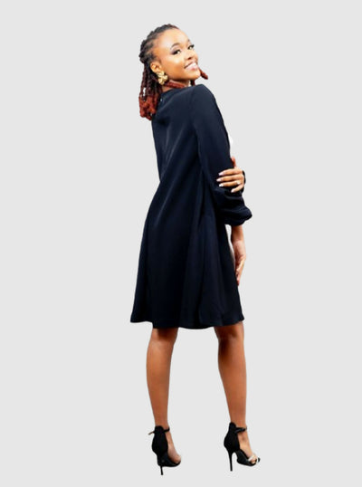 Afriwia Lulu Shift Dress - Black / White - Shopzetu