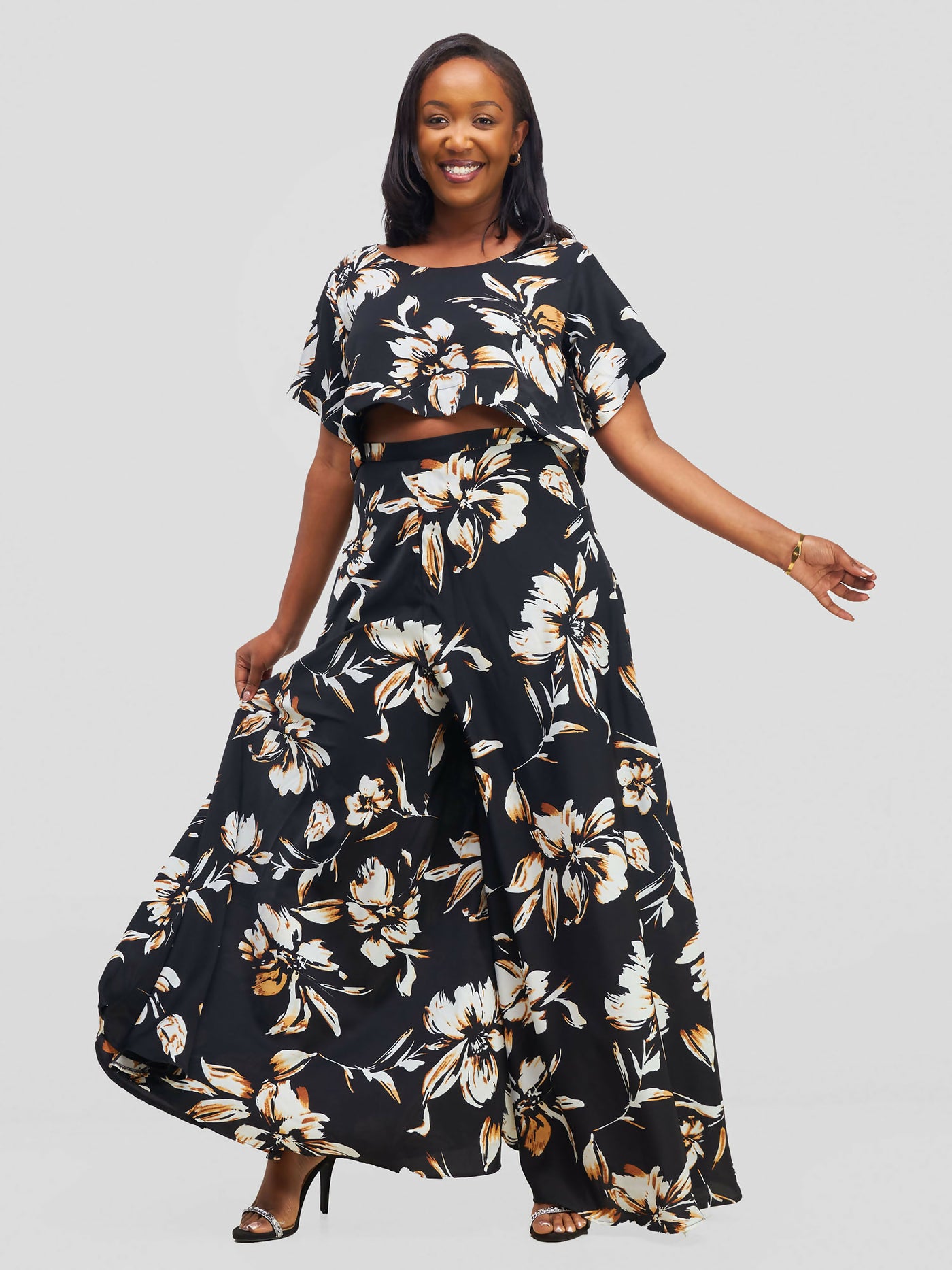 Kenya Pant Set - Floral Black
