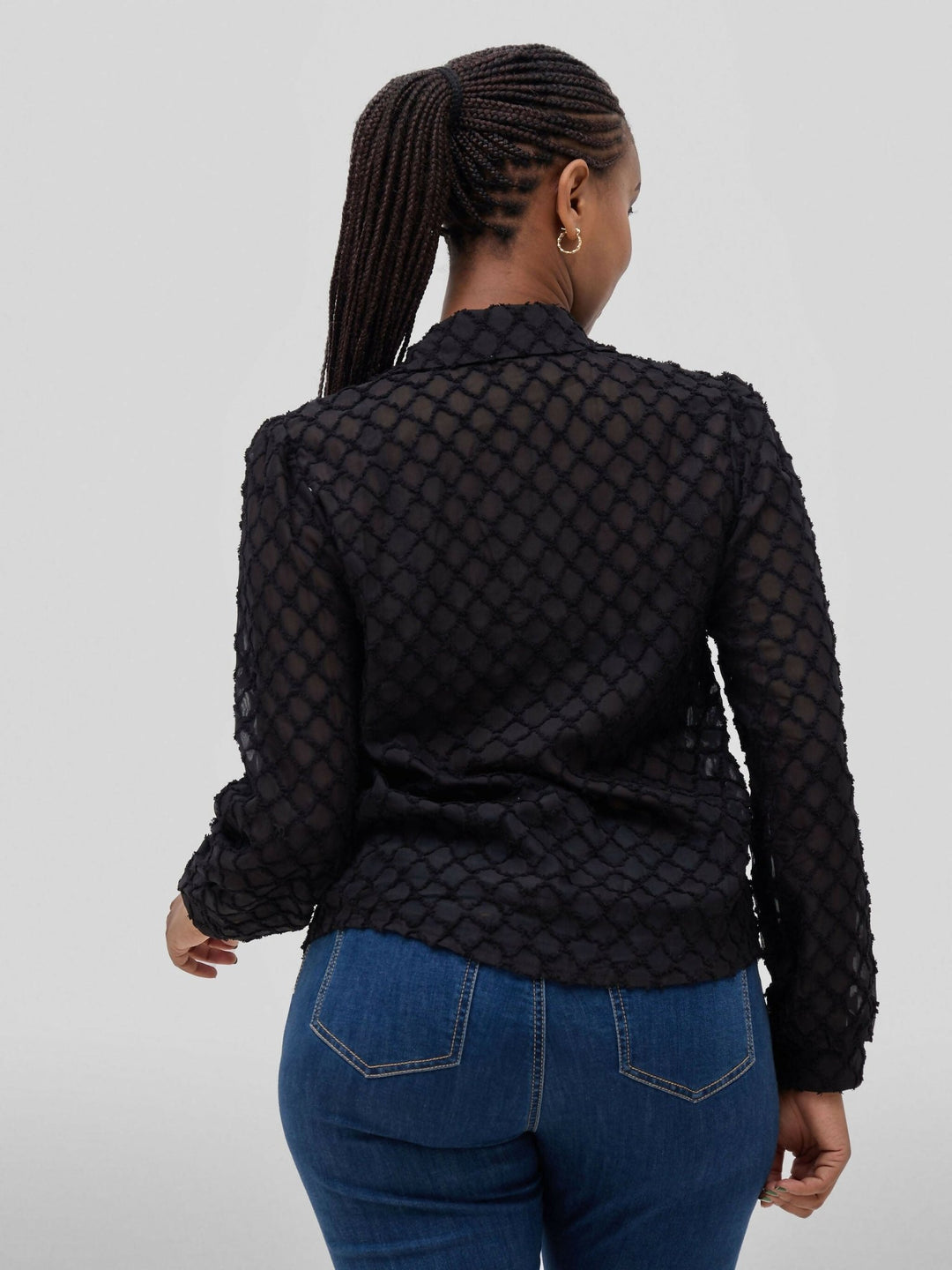 Hessed Long Sleeve Button Shirt - Black - Shopzetu