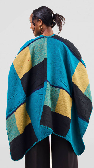 Afrodame Light Poncho - Blue / Black