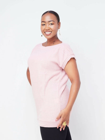 Hessed Short Sleeved Sweeter Top - Pink - Shopzetu