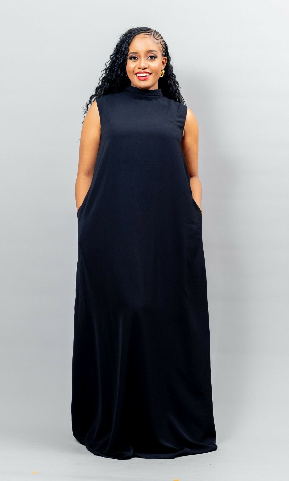 African Yuva Marya Shift Dress - Black - Shopzetu