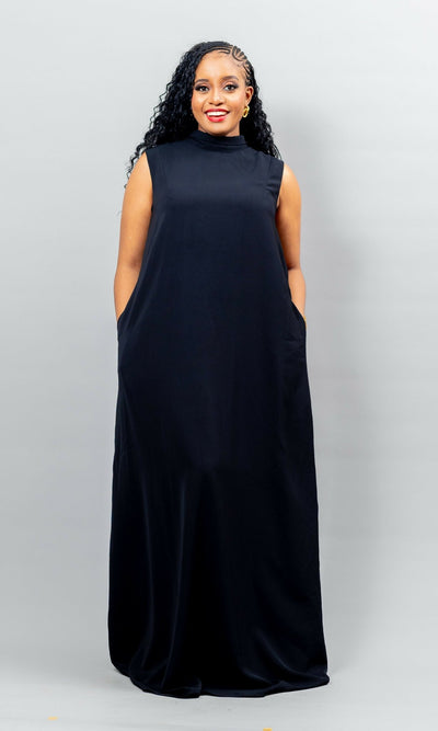 African Yuva Marya Shift Dress - Black - Shopzetu