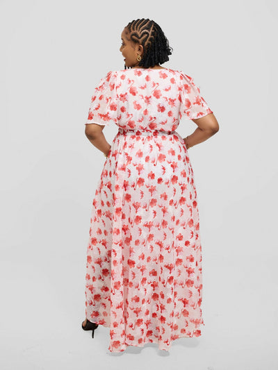 Kakiba Collections Yvonne Dress - Red / White - Shopzetu