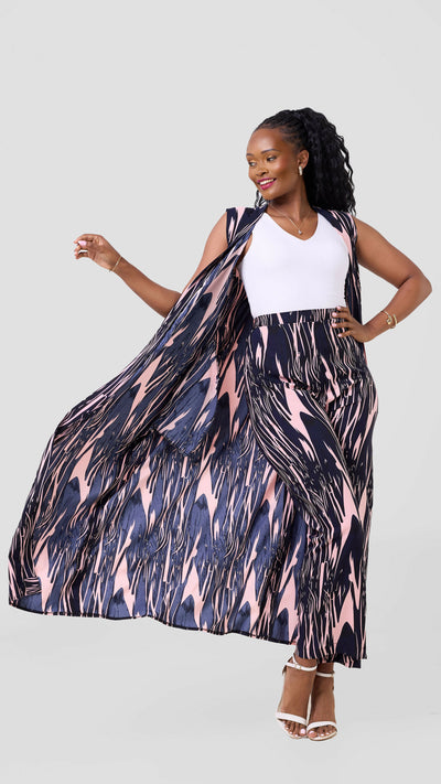 Liliadly Royalty Sleeveless Kimono Set - Pink