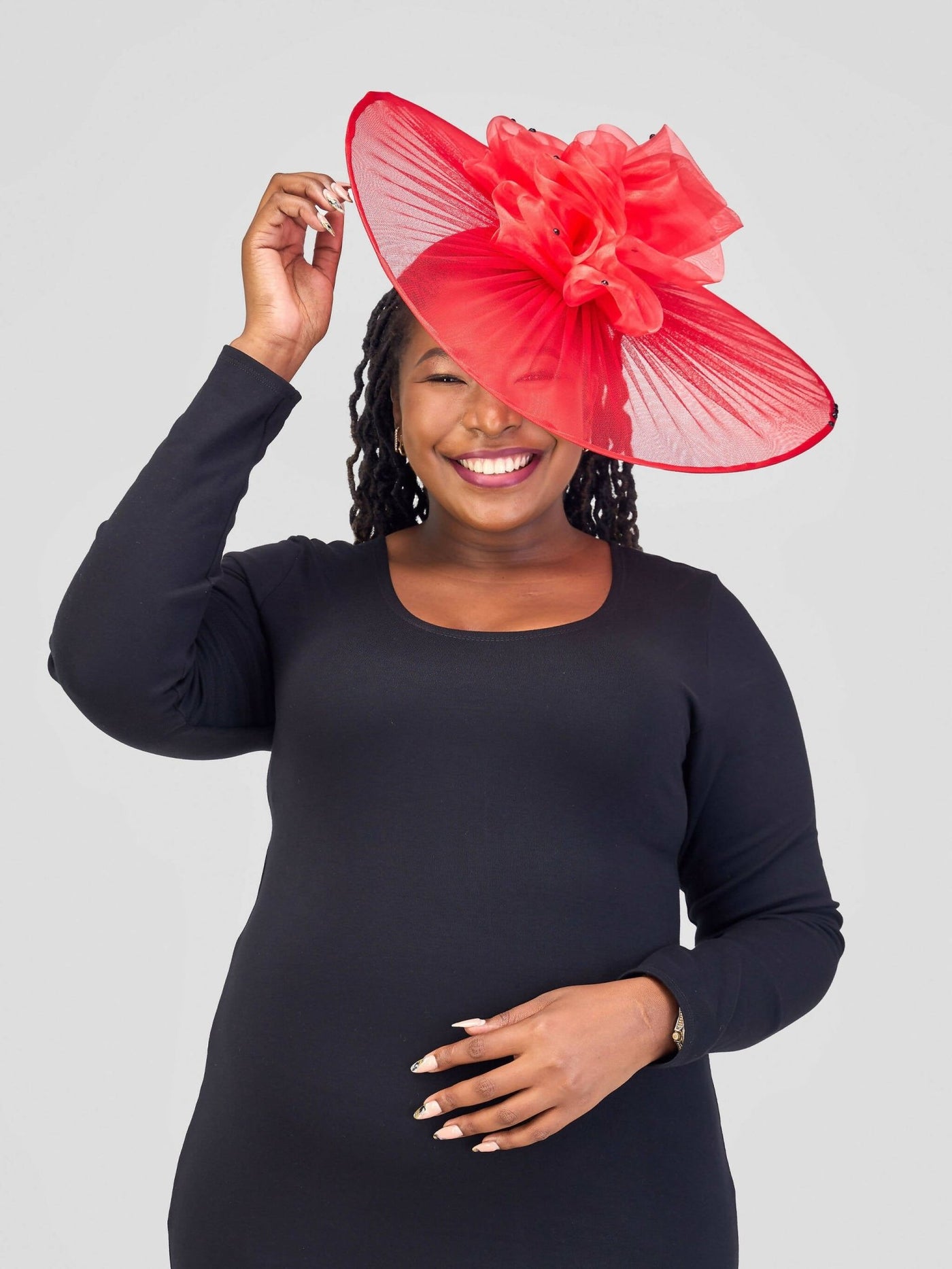 Hando Afrikan Designs Wendy Fascinator - Red - Shopzetu