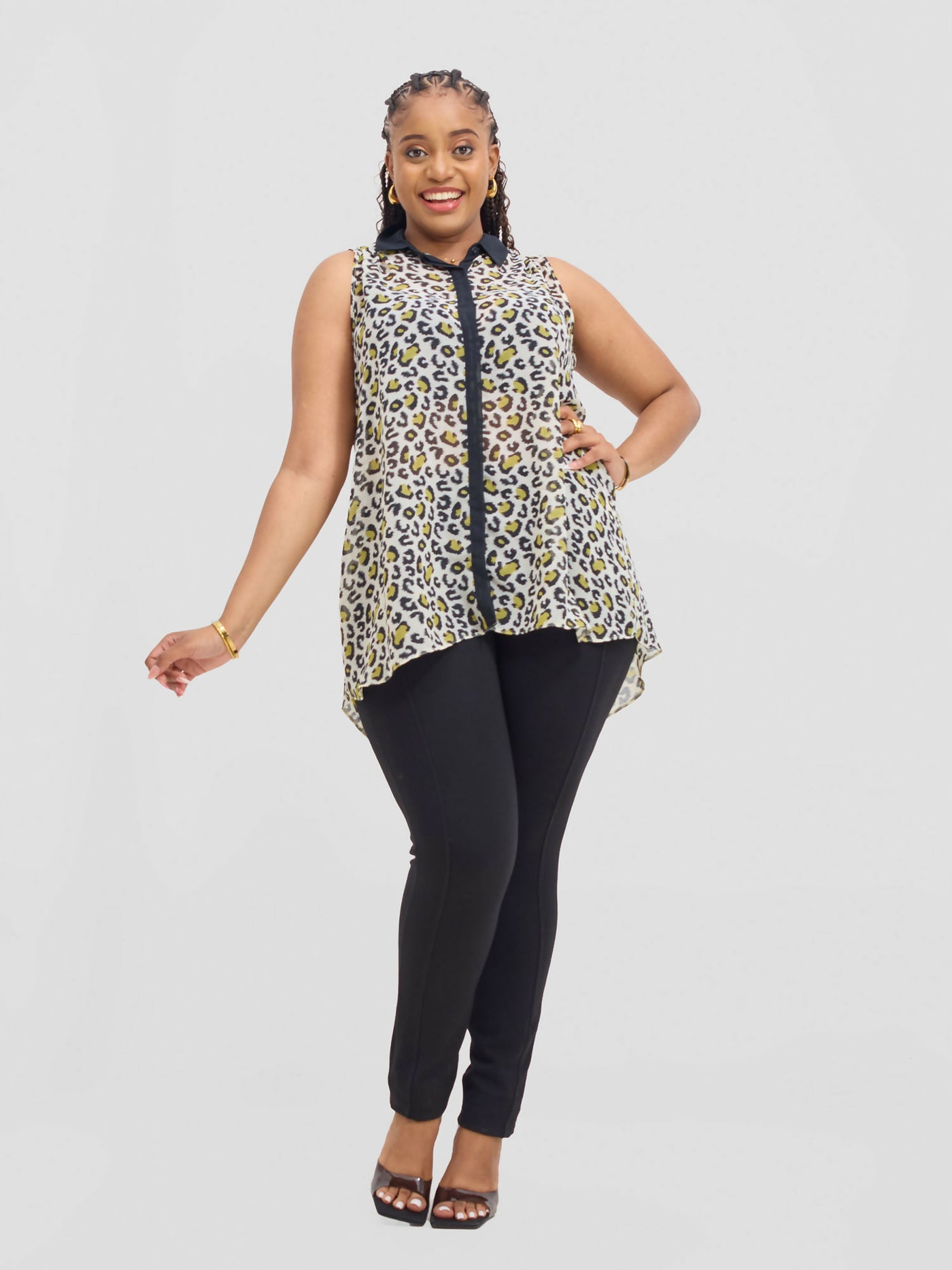 Lamazi Collections Sleeveless Top - Yellow / Black - Shopzetu