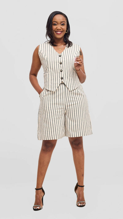 Inroses Hub Joy Short Set - Cream / Black - Shopzetu
