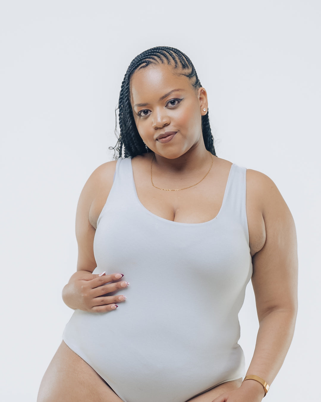 Vivo X This Is Essential Sleeveless Scooped Neck Bodysuit - Grey - Shopzetu