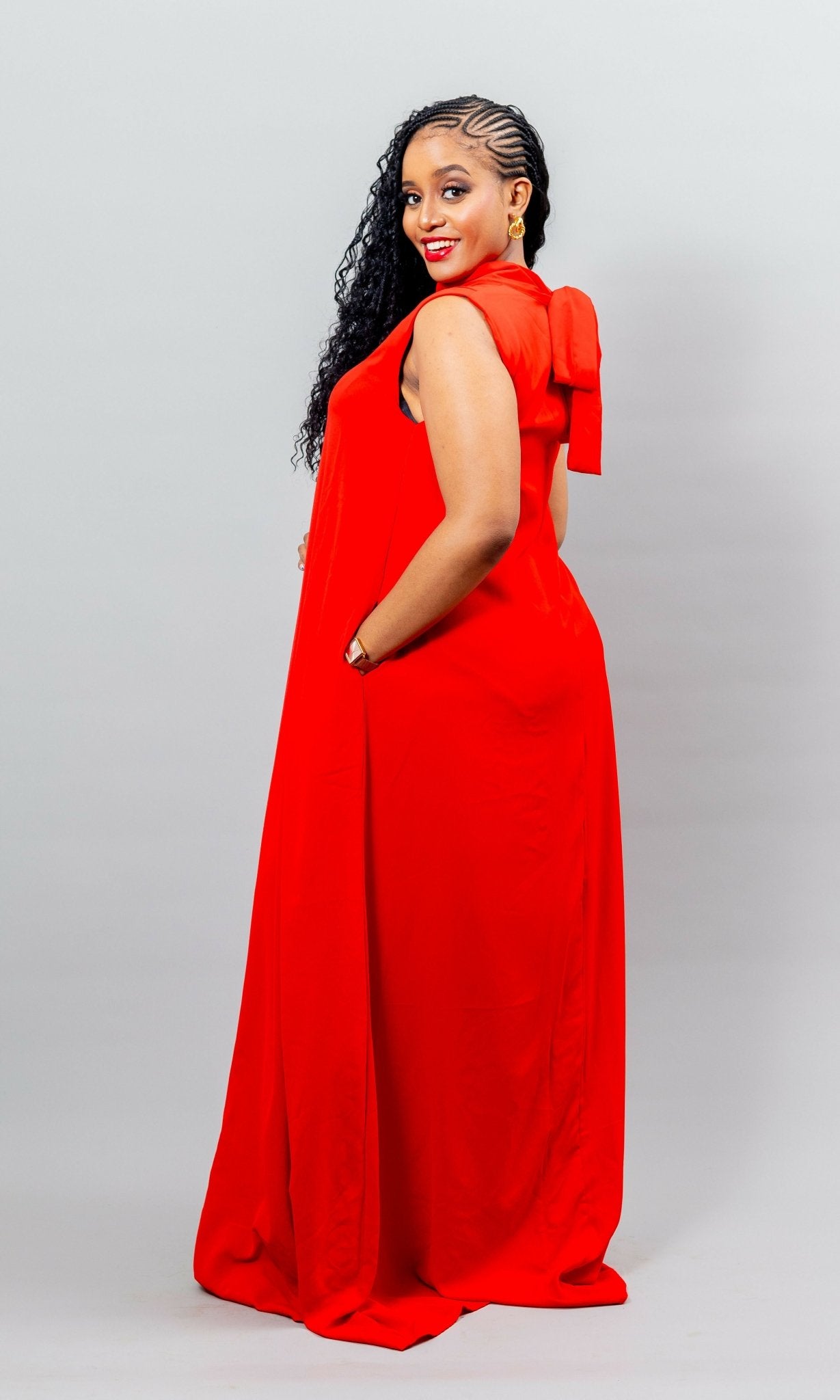 African Yuva Marya Shift Dress - Red - Shopzetu