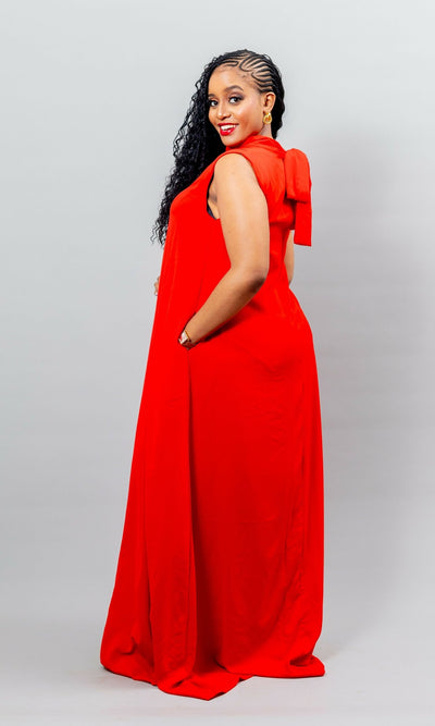 African Yuva Marya Shift Dress - Red - Shopzetu