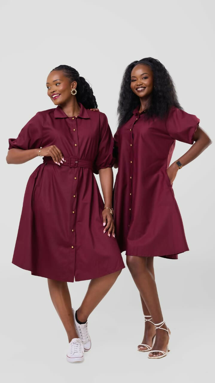 Mnubistyle Ruby Dress - Burgundy