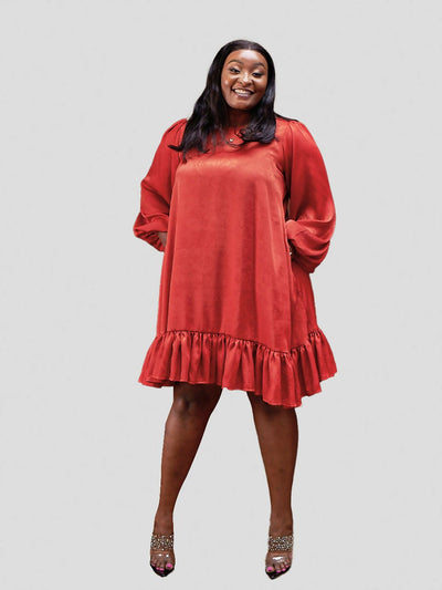 Valerie Shift Dress - Rust Brown - Shopzetu