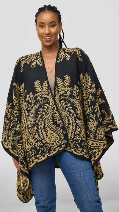 Afrodame Light Poncho - Black / Brown