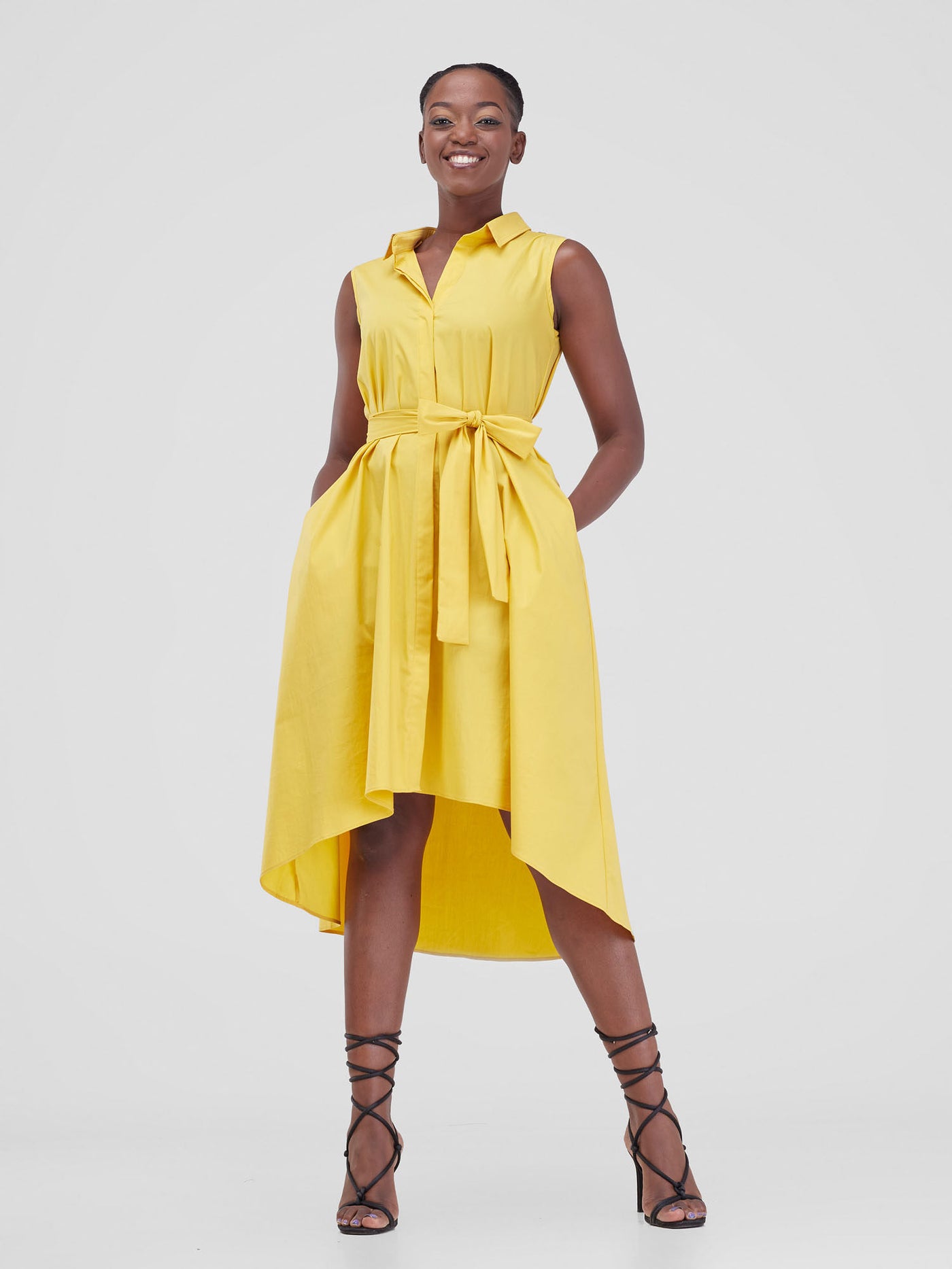 Safari by Vivo Zene High Low Shirt Dress - Mustard