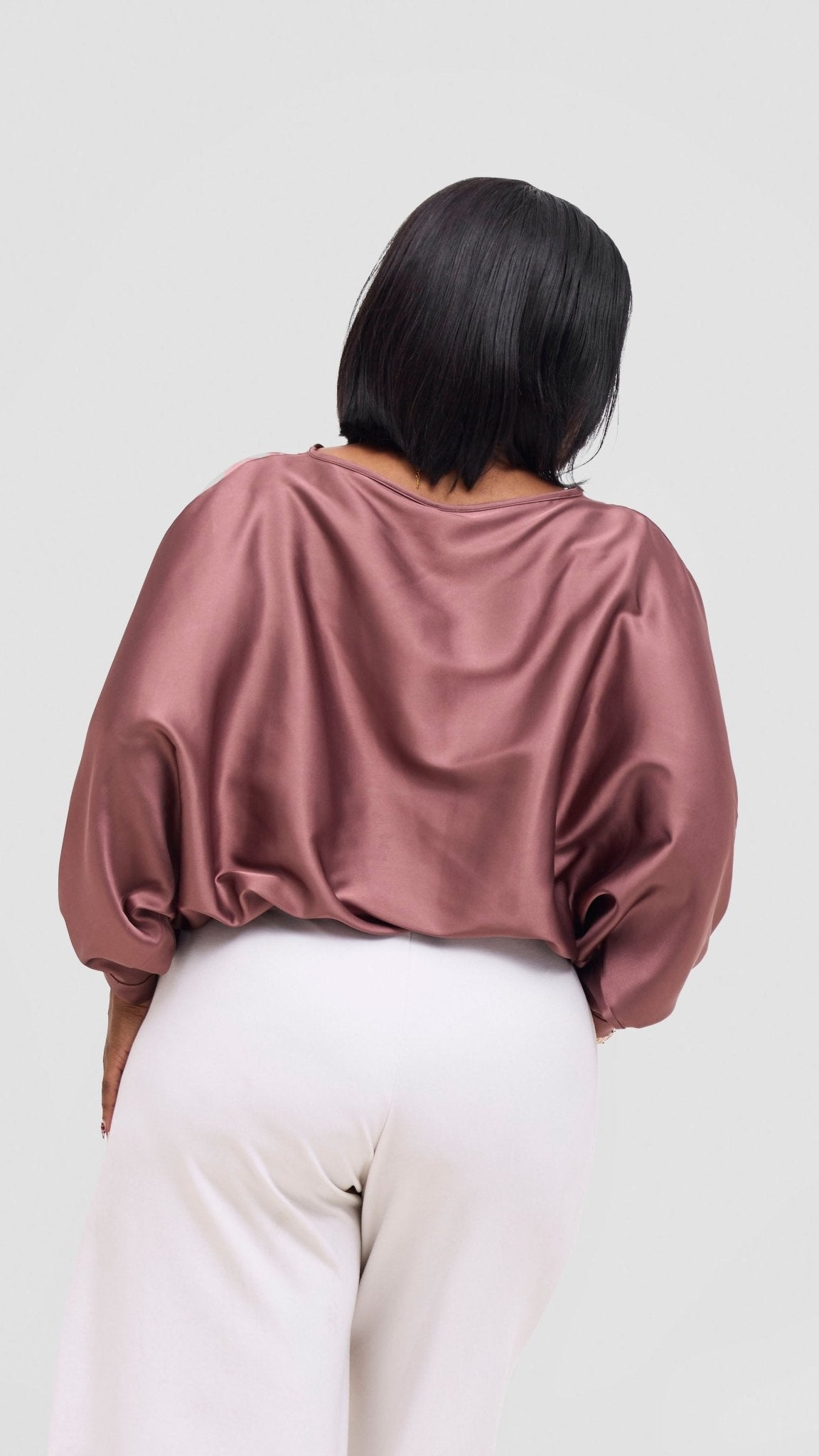 Vivo Sawari Crossed Cuff Batwing Top - Dark Brown - Shopzetu