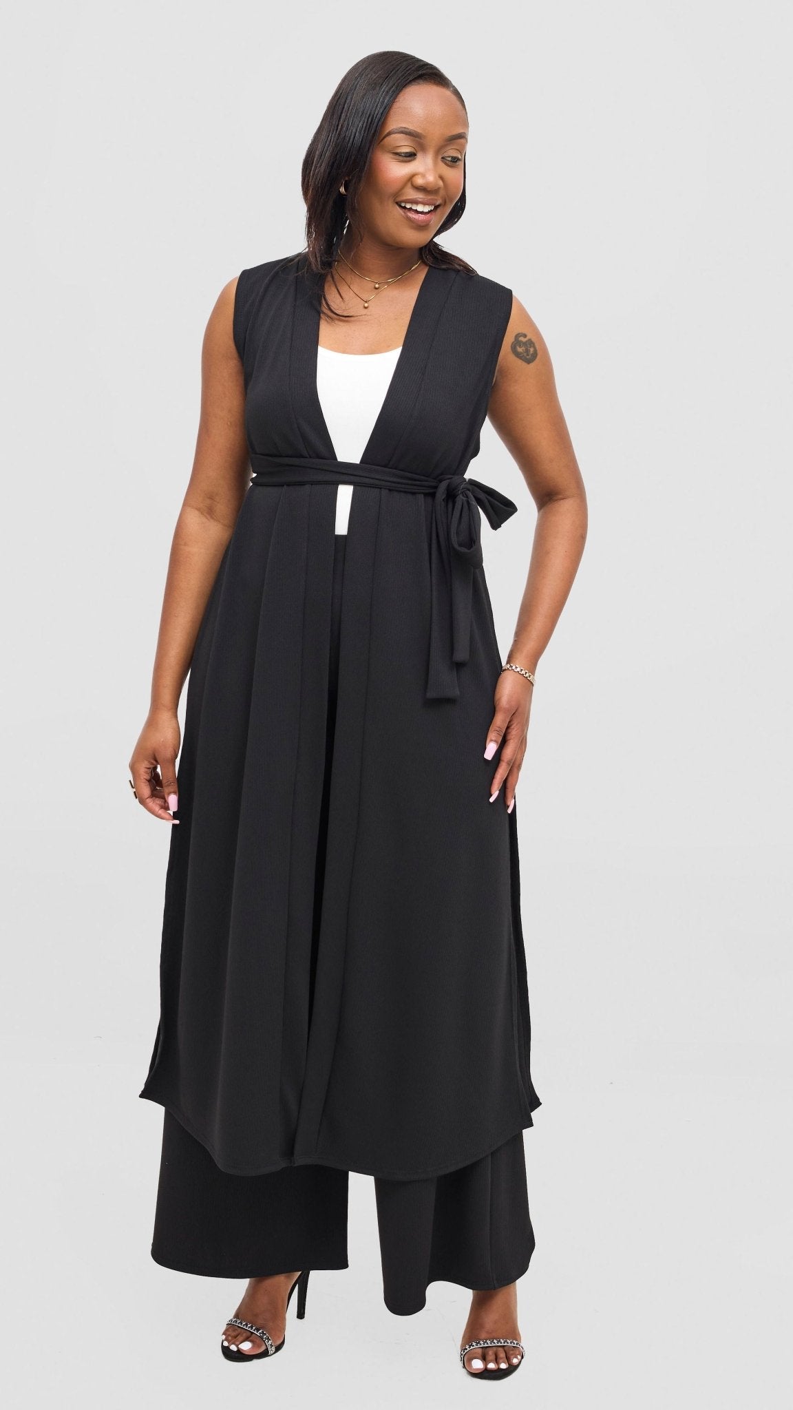 Vivo Chela Wide Leg Pants - Black - Shopzetu