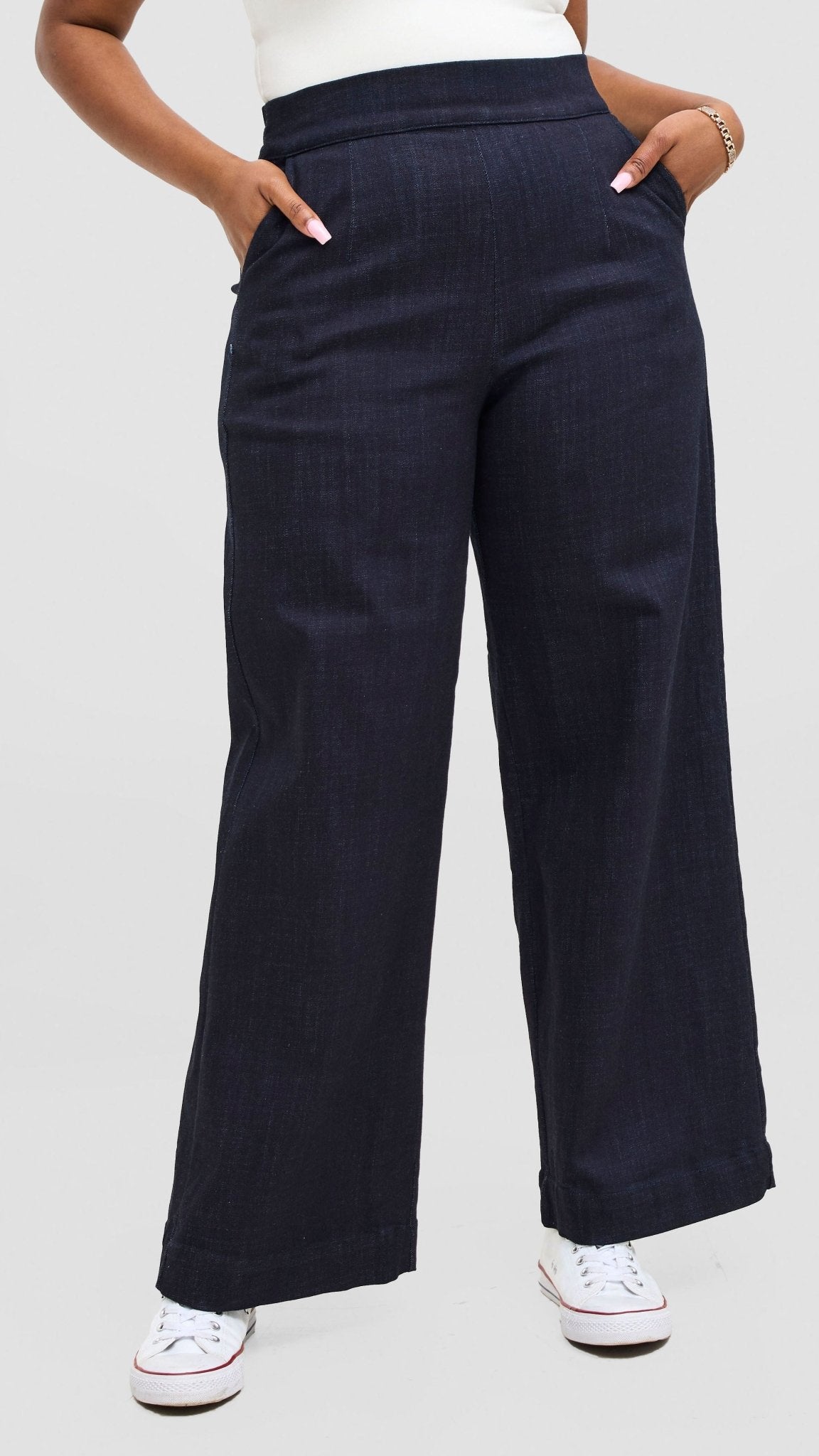 Vivo Denim Straight Pants - Navy - Shopzetu