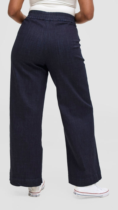Vivo Denim Straight Pants - Navy - Shopzetu
